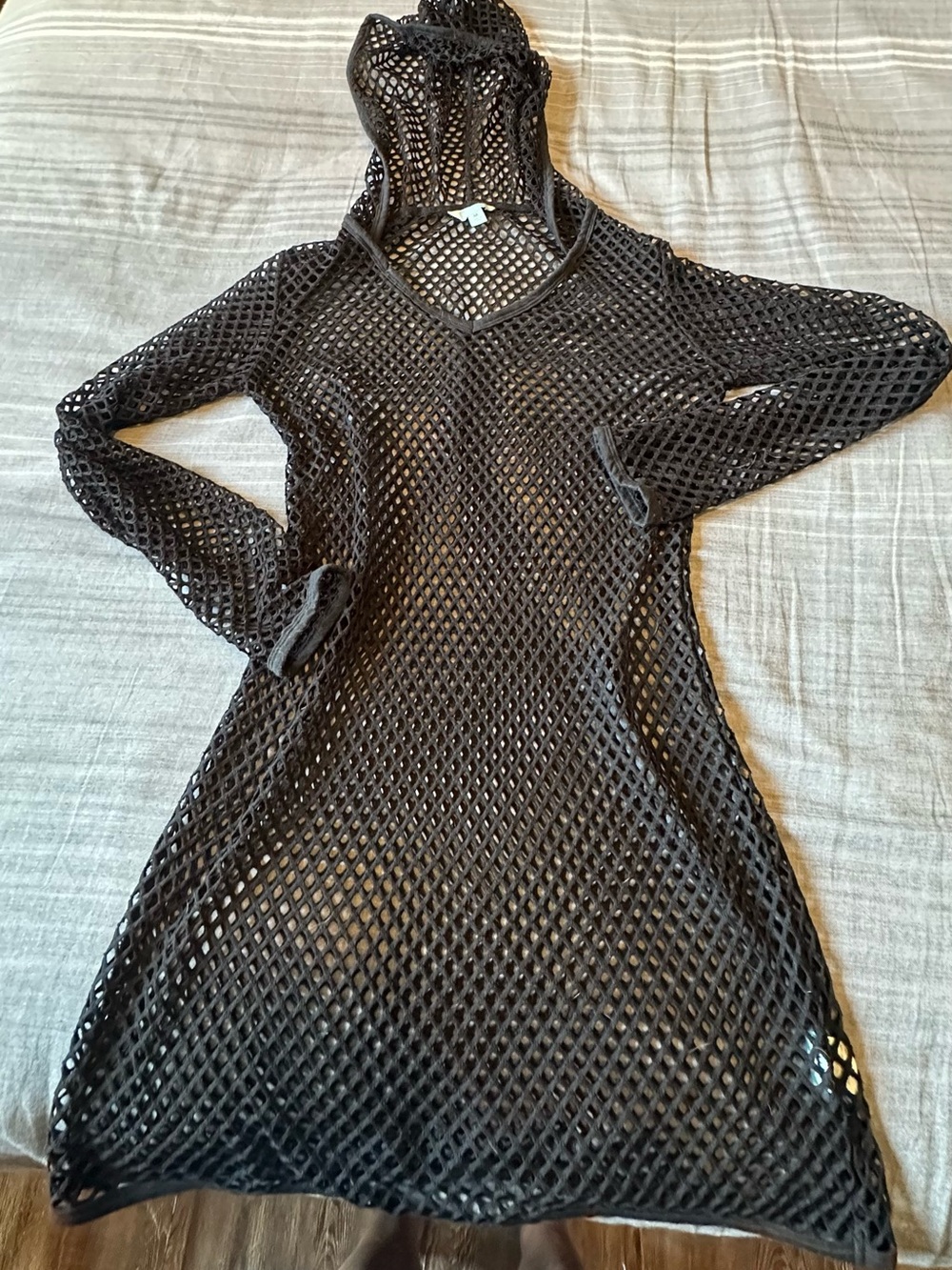 Balance Collection Black Hooded Mesh Cover-Up